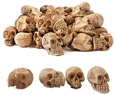20 Stück Totenkopf-Set aus Harz, Deko Totenkopf, Mini-Halloween-Skelett Dekoration, Mini Harz Schädel Figuren, Mini-Schädelköpfe für Halloween DIY Deko , Grünzeug, Topfpflanzen und kreative Displays