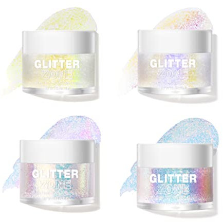 MKNZOME Gel Purpurina Cara Festival, 4 Piezas Purpurina Pelo Maquillaje Body Glitter Gel Brillo Líquido Sombra de Ojos para Uñas, Pelo, Maquillaje, Halloween, Cumpleaños, Niños