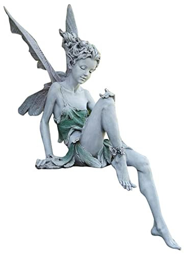 Feenstatue Gartenteich Figur Haus Terrasse Engel Skulptur Ornament Grau, Grau