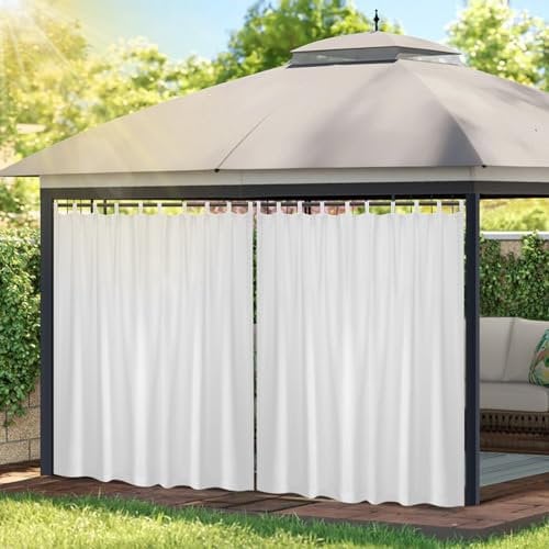 Outdoor Vorhänge Wasserdicht,254x214cm Extra Breit Outdoor Vorhang Sichtschutz Schutz für Balkon Terrasse Pergola Gartenlaube Veranda 1 Stück