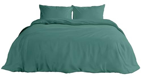Ruggeri - Parure Copripiumino - 100% Puro Cotone - Made In Italy - Collezione Let's Color! (Matrimoniale, Verde)