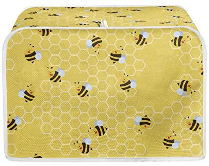 TOADDMOS Honey Bee Yellow 4 Slice Toaster Appliance Cover, Dust and Fingerprint Protection, Machine Washable