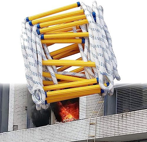 Feuerleiter-Strickleiter, Notfall-Katastrophen-Evakuierungsleiter mit Haken, Rettungshilfe für Notfallmaßnahmen wie Fluchteinsatz im Feuer, 25 m/82 ft0m/98,4 ft