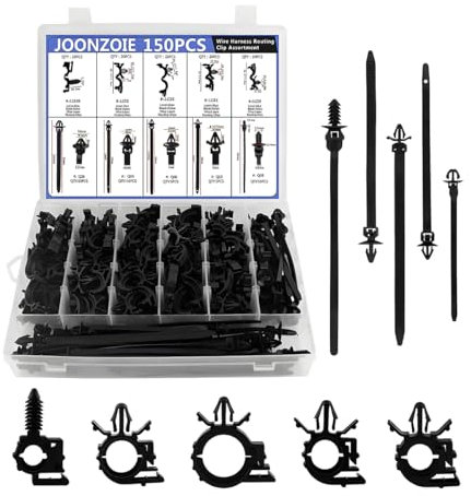 JNNJ 150 Stück Nylon Kabelbaum-Verlegeclip-Sortiment Für Autos, Auto-Kabelbaum-Führungsclips, Kabelbaumverlegeclips-Sortiment, Universal Für Die Meisten Autos SUVs