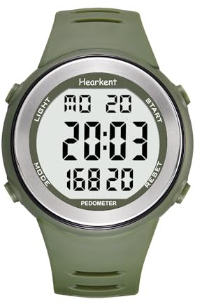 Orologio sportivo con contapassi Heakent, nessuna ricarica richiesta, nessuna app, funzioni ricche ma semplice da usare, IT-2308 (verde)