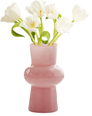 Liemuao - Vaso in vetro trasparente da 20 cm, vaso decorativo moderno per centrotavola, vaso in vetro per piante idroponici e fiori, decorazione per la casa, tavolo, ornamento e matrimonio (rosa)
