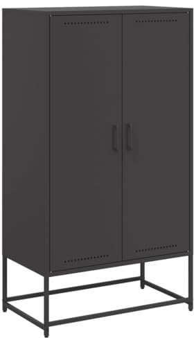 vidaXL Highboard, Hochschrank mit Stauraum Tür, Kommode für Wohnzimmer Schlafzimmer, Sideboard Beistellschrank, Industrie-Stil, Schwarz Stahl