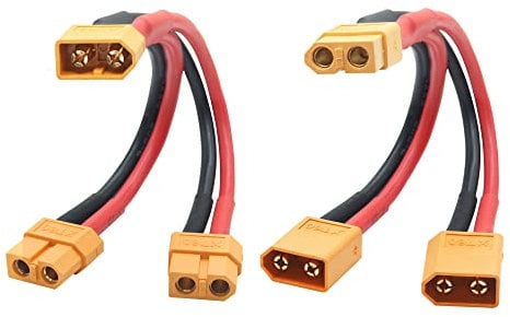 1Pair Short XT60 Parallel Battery Connector Cable,14AWG XT60 Male to Female Y Splitter Adapter Cable,10cm/3.93inch for RC Multicopter Quadcopter