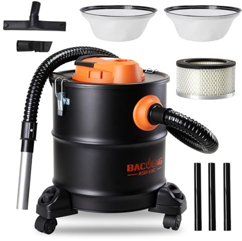 BACOENG Aspirador Cenizas, Aspirador de Cenizas 20L 1200W, con Base Rotante, per Griglie, Chimenea