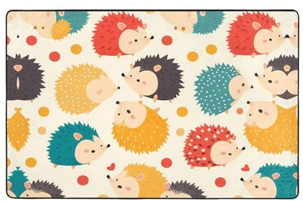 WZYWHJ Teppiche, Wohnzimmer-Fußmatten, Läufer, rutschfest, Kinderzimmermatte, Spielteppich, 152,4 x 99,1 cm, Igel-Punktmuster