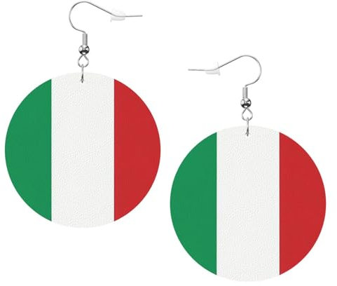 Italienische Flagge, Leder, runde Ohrringe, leicht und farbecht, Feiertagsparty, Valentinstagszubehör, Damen-Ohrringe, Lederohrringe, Einheitsgröße, Kunstleder