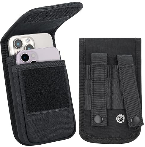 Urvoix Dual Molle Phone Pouch, Gürtel-Handyhülle für Zwei Handys, multifunktionale Taktische Militär-Wohnsack für iPhone 16 Pro Max, 15 Pro Max, 14, 13, 12 Pro Max (Schwarz)
