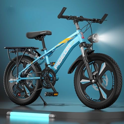 Mountainbike 24 Zoll 21 Gang Integrierte Rad Stoßdämpfung Doppelscheibenbremse Gepäckträger Jungen und Mädchen Teenager B,20 inches