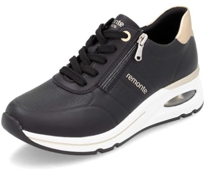 Remonte Damen Low-Top Sneaker D2H01, Frauen Halbschuhe,lose Einlage,straßenschuhe,Strassenschuhe,Sportschuhe,Freizeitschuhe,schwarz Kombi (03),42 EU