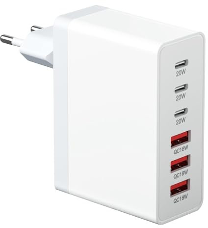 USB C-laddare, 100W GaN 6-port USB-snabbladdare med 3 Type-C och 3 Type-A multiladdare USBC-kontakt kompatibel med iPhone 11/12/13/14/15/16 Pro Max/Galaxy S24/S23/S22/S21/Google/surfplatta