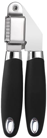 Good Grips Garlic Press - Stainless Steel Crusher & Press | Smooth High Strength Garlic Mincer with Silicone Handle | Garlic Press Grinder for Hanging Creating