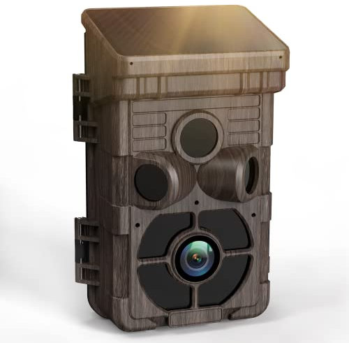 VOOPEAK Solar Wildkamera 24MP 1080P, 0,1s Schnelle Auslöser, Nachtsicht Bewegungsaktiviert 120°PIR Reichweite IP66 Wasserdicht Jagdkamera