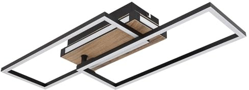 LED Ceiling Light 3-Stage Ceiling Light Wood Black Living Room Light Movable Aluminium Metal 34 W 1700 lm Warm White L x W x H 60 x 49 x 10 cm