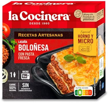 La Cocinera Lasaña Boloñesa, Receta Artesana, Fácil de Preparar, 280g