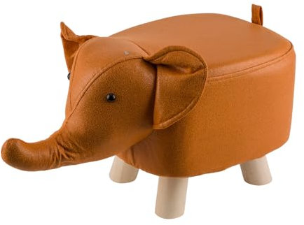 Kunstleder Hocker Elefant Cognac Orange Natur Deko 26cm