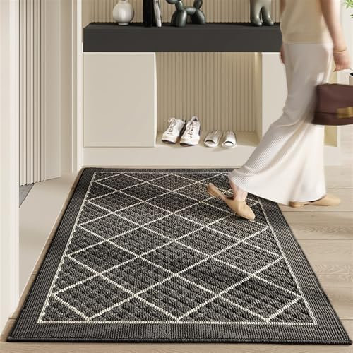 GIBZ Zerbino Interno Esterno, Tappetino Resistente Lavabile Ingresso, Tappeto Antiscivolo Assorbente per Casa, Porta, Ufficio, Grigio Scuro, 122 x 183 cm