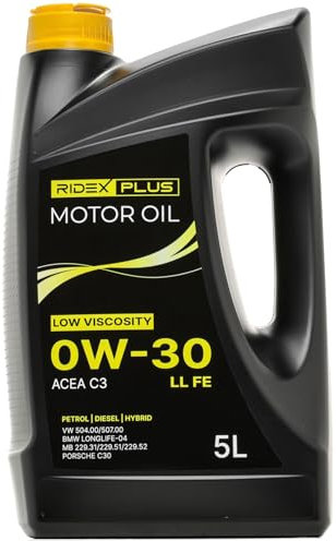 RIDEX PLUS Low Viscosity 0W-30 LL FE Motoröl, Vollsynthetiköl Motorenöl ACEA C3, 5L