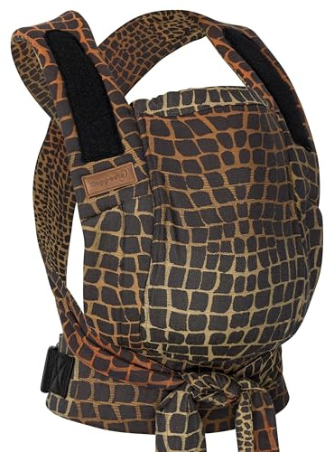 Hoppediz Bondolino b.pure Babytrage ab Geburt für Neugeborene, Darwin black | Ergonomische Halbschnallentrage mit gepolsterten Trägern – mitwachsend 3–20 kg, inkl. Anleitung