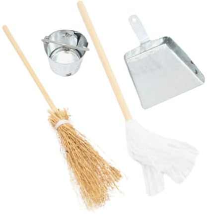 ifundom Balai, Pelle à Poussière Décorative, Mini-Seau et Outils de Nettoyage – Accessoires de Maison Miniatures Réalistes pour Décoration et Jeu Créatif