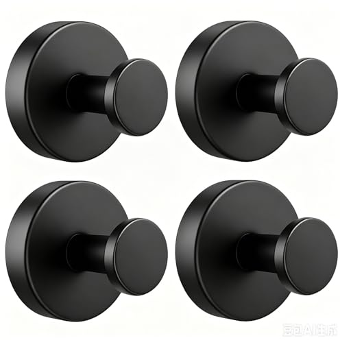 GalaSingForU 4 ganchos de ventosa, negro, ventosa con toallero, extra fuerte, reutilizables y desmontables, ventosa, gancho para toallas de baño, cocina