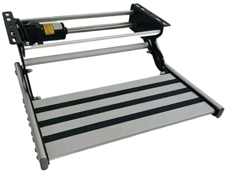 ShaiVrissian Rv Steps Retractable Folding Ladder,Camper Stair Entry with Rubber Feet,Aluminum Alloy Non Slip Surface,Quick Lock Spring 200kg Load,For Travel Trailer and Caravan Electric-1Step