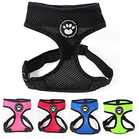 Dog Harness Puppy Harness Small Dog Harnesses Waterproof Soft Mesh Fabric Cat Puppy Pet Adjustable Harnesses Lead Leash Clip (L, Black)