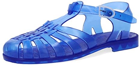 Andrés Machado - Cangrejeras de Mujer - Elaboradas En PVC Resistente - Cierre con Hebilla - Para la Playa y el Río - Sandalias de Verano para Mujer - Color Azul Oscuro - Talla 37 EU