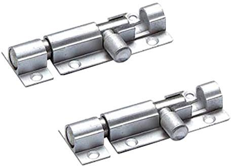 Merriway BH04900 (2 Pcs) Straight Surface Slide Door Bolt Aluminium 50mm - Pack of 2 Pieces, Silver