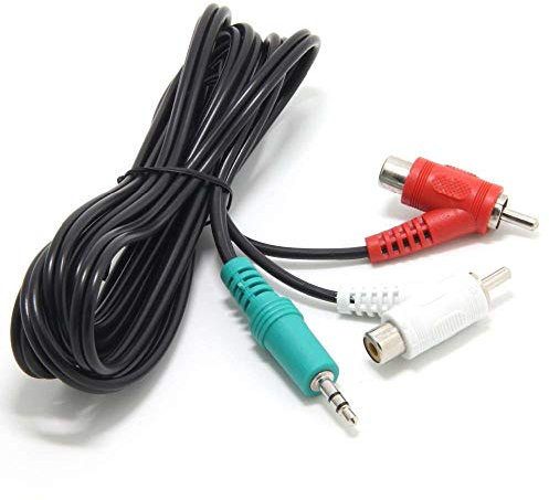 ienza 6-Ft Headphone Jack to RCA Adapter Cord, 2 RCA Piggyback to 3.5mm TRS Audio Splitter