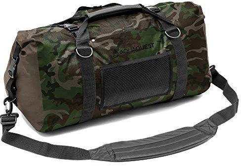 AquaQuest White Water Seesack (Duffel) 75 L – 100% wasserdicht, strapazierfähig, vielseitig, bequem – robuster Packsack – Camo (Tarnmuster)