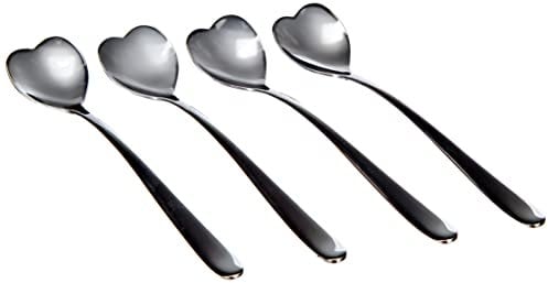 Alessi Big Love AMMI08/7 - Set di Quattro Cucchiaini da Caffè a Forma di Cuore di Design, in Acciaio Inossidabile 18/10