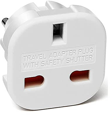 CABLEPELADO Pack 2 Adaptadores de Enchufe de UK a Enchufe Europeo | Adaptador Enchufe Viaje | Enchufe Tipo G a 2 Pin Europeo UE Modelo C E F | Blanco