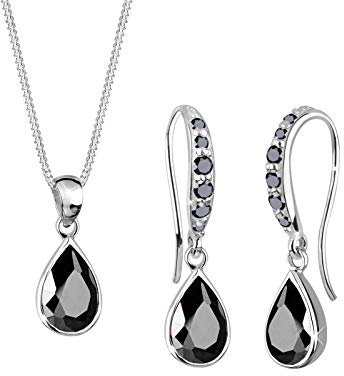 Elli Schmuckset Damen Tropfen funkelnd elegant mit blauen Zirkonia Kristallen in 925 Sterling Silber