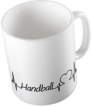 Hellweg Druckerei Huuraa Kaffeetasse Handball Herzschlag Puls Geschenk Idee Keramik 330ml Kaffee-Becher mit Namen deiner lieblings Sportart