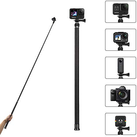 AuyKoo 106/2.7M Long Carbon Fiber Selfie Stick for Go Pro, Extendable Handheld Pole Monopod for Hero 12 11 10 9 8 7 6 5 Black DJI OSMO Action Camera Insta 360 Cam & Other Action Cameras