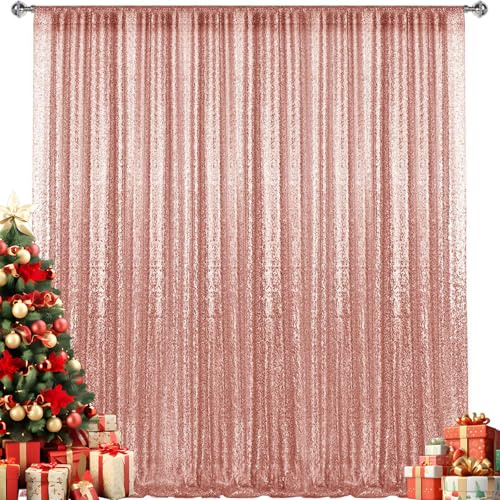 Rideau de toile de fond à paillettes en or rose 10 x 10 m - Pour photographie - Décoration de fête de mariage