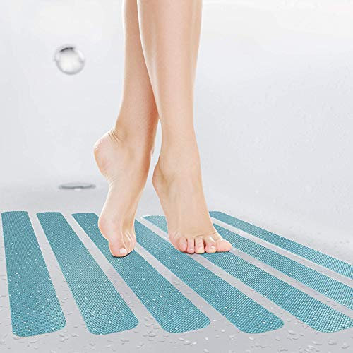 cocofy Große Anti-Rutsch Sticker für Badewanne und Dusche 50x4 cm XXL Pads, blau, länglich, Anti Rutsch Aufkleber als rutschfeste Antirutschmatte in der Dusche auch für Kinder, 10-Pack