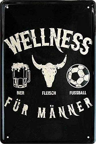schilderkreis24 – Blechschild Lustiger Bier Spruch “Wellness für Männer.“ Deko Küche Bar Theke Biergarten Stammtisch Kneipe Humor witzige Geschenkidee Geburtstag Weihnachten 20x30 cm