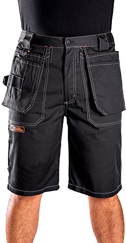 Black Hammer Mens Work Shorts Multi Pockets Cargo Heavy Duty Triple Stitched Reinforcing Stress Points Pants Venom Workwear Trade (36W) Black