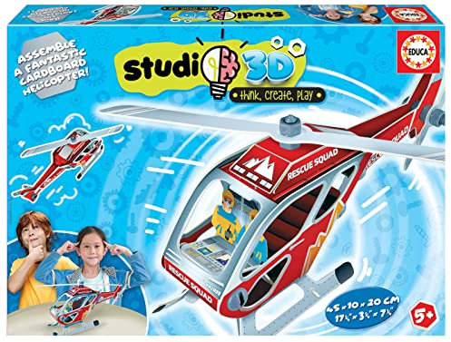 Educa - Studio 3D Hubschrauber, Bausatz für Kinder ab 5 Jahren (19187)