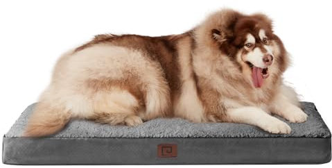 EHEYCIGA Orthopädisches Hundebett XXL Grosse Hunde 120x74x9cm, Hundekissen Waschbar Flauschig, Hundematte Hundematratze für Kiste, Grau
