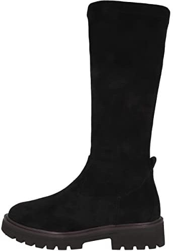 CAPRICE Damen Hohe Stiefel ohne Absatz Memotion bis zum Knie Flach Weite G Vegan, Schwarz (Black Stretch 1), 40 EU