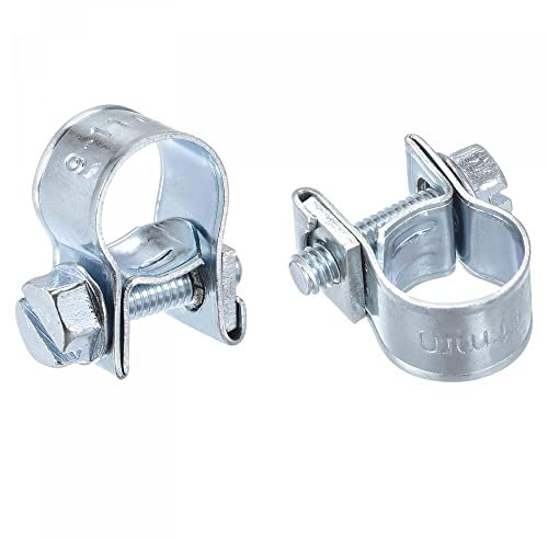 sourcing map 9-11mm Mini Fuel Injection Hose Clamp Zinc Plated Steel Fuel Line Clamp 10pcs