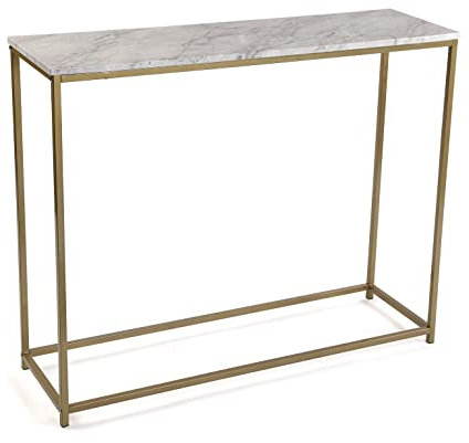 VERSA Montpellier Consolle Ingresso, Tavolo Consolle, Tavolino Ingresso, Tavolo Salotto, Mobile Ingresso, Misure (A x L x l) 81 x 30 x 100 cm, Legno e Metallo, Colore Marmo e Oro