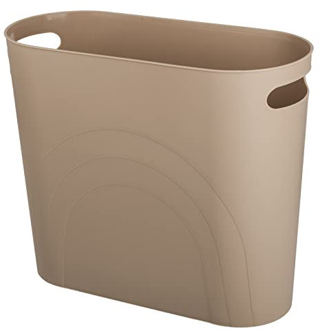 zoocatia Petite poubelle en plastique avec poignées pour salle de bain, chambre, bureau, cuisine, buanderie et dortoir, 11 L, kaki